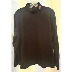 VTG 90s Halloween Jack O Lantern Black Embroidered Turtleneck Womens XL